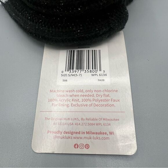 Muk Luks Women’s Ankle Cabin Socks Reindeer Print S/M - Picture 4 of 5